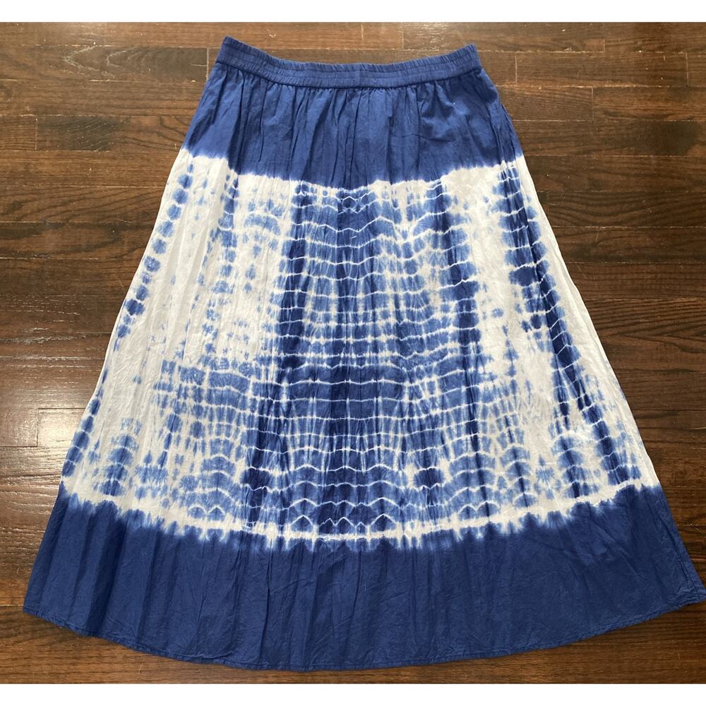 Tantrums Tie Dye Flowy Midi-Maxi Cottagecore Peasant Boho Skirt Women's XL Blue